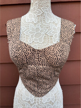 Fashion Nova Leopard Print Cropped Top Brown Tan Y2K Coquette